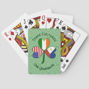 Filipino Irish American Flags Shamrock Personalize Pokerkaarten