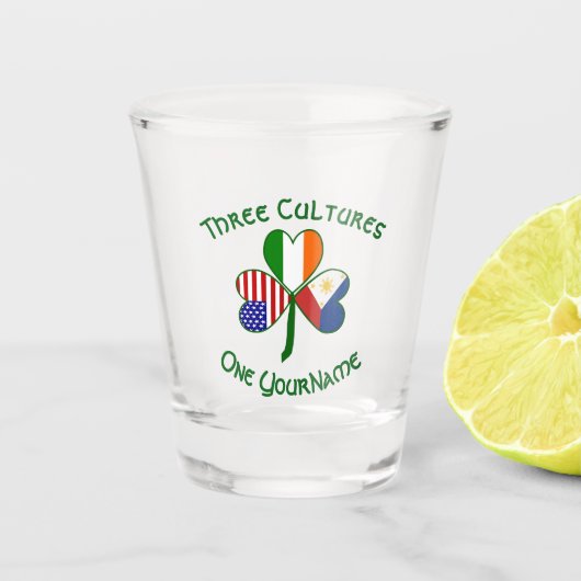Filipino Irish American Flags Shamrock Personalize Shot Glas (Voorkant)