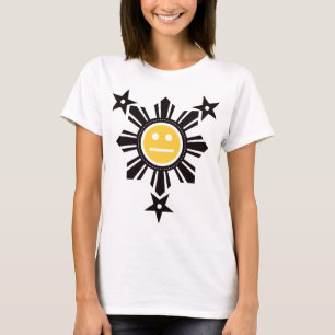 Filipino Sun en Stars Face - Zwart en geel T-shirt