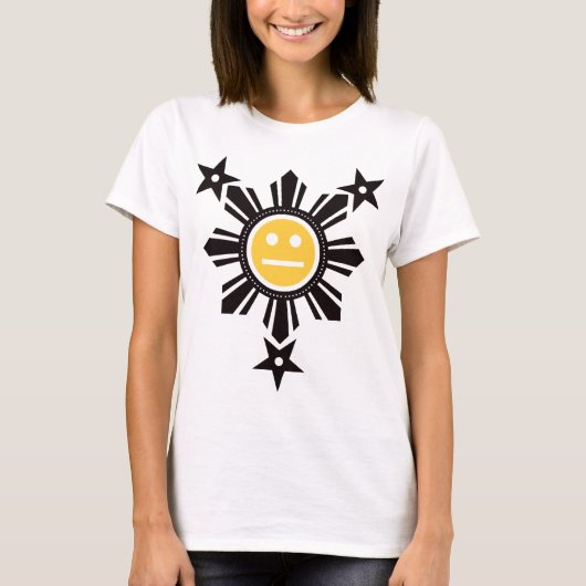 Filipino Sun en Stars Face - Zwart en geel T-shirt (Voorkant)