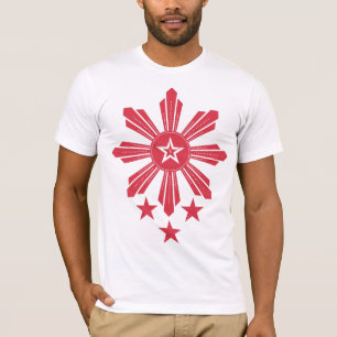 Filipino Sun en sterren - rood T-shirt