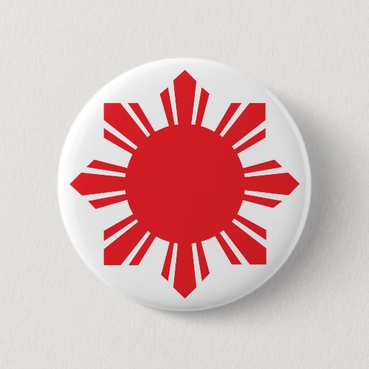 Filipino Sun - Red Ronde Button 5,7 Cm (Voorkant)