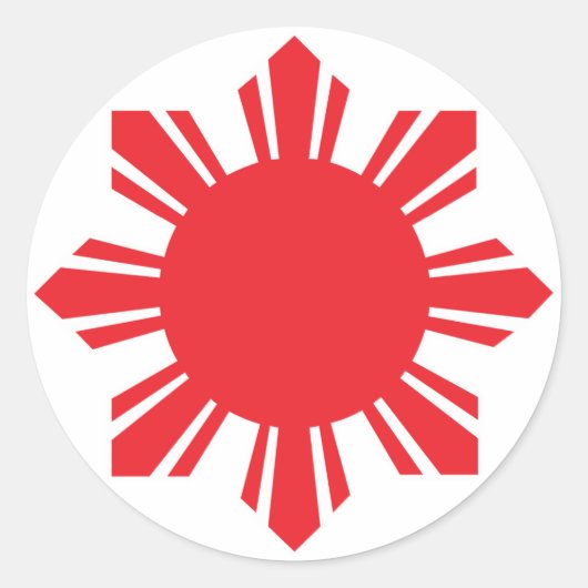 Filipino Sun - Red Ronde Sticker (Voorkant)