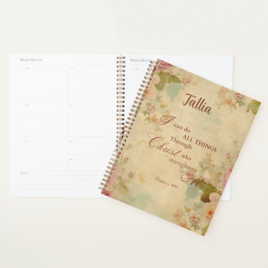 Filippenzen 4:13 Bijbel Schrift Bloemen Planner (Display)