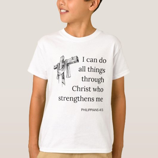 Filippenzen 4:13 Bijbel Schrift KJV Quote Jongens T-shirt (Voorkant)