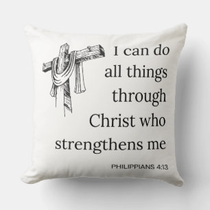 Filippenzen 4:13 Bijbel Schrift KJV Quote Kussen