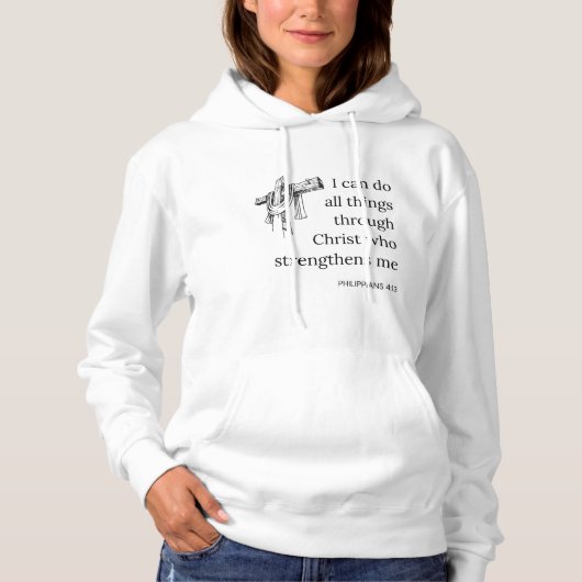 Filippenzen 4:13 Bijbel Schrift KJV Quote Vrouwen Hoodie (Voorkant)