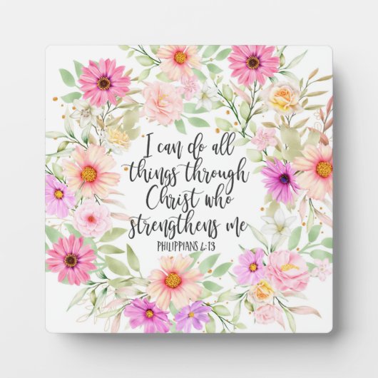 Filippenzen 4:13 Bijbel Schrift Verse Bloemen Fotoplaat (Voorkant)