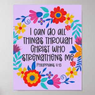Filippenzen 4:13 Bijbel Schrift Volksmuziek Kunst Poster