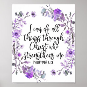 Filippenzen 4:13 Bijbelgeschrift Paarse lavendel Poster