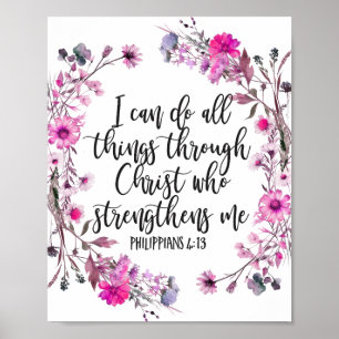 Filippenzen 4:13 Bijbelschrift Roze en Paarse Poster