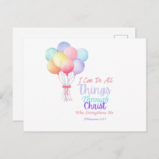 Filippenzen 4:13 Bijbelvers Briefkaart (Voorkant / Achterkant)
