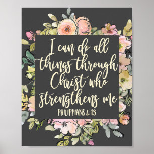Filippenzen 4:13 Bijbelvers  pastel bloemig Poster
