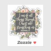 Filippenzen 4:13 Bijbelvers pastel bloemig Sticker (Vel)