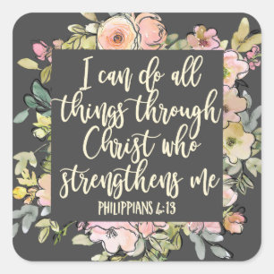 Filippenzen 4:13 Bijbelvers  pastel bloemig Vierkante Sticker