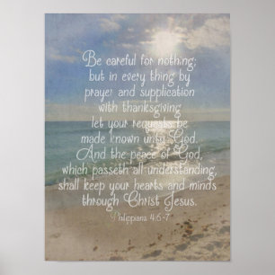Filippenzen 4:13 Bijbelvers Strand Christelijke ku Poster