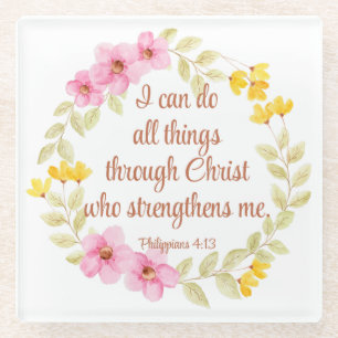 Filippenzen 4:13 Roze en gele bloemen Glazen Onderzetter