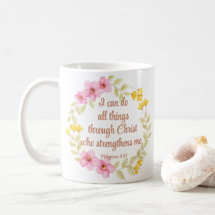 Filippenzen 4:13 Roze en gele bloemen Koffiemok