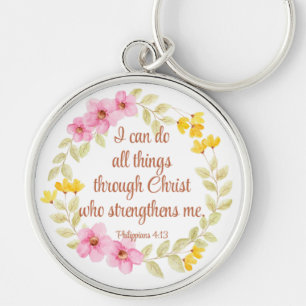 Filippenzen 4:13 Roze en gele bloemen Sleutelhanger