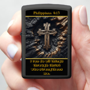 Filippenzen 4:13 Verbrand hout met gebeeldhouwd kr