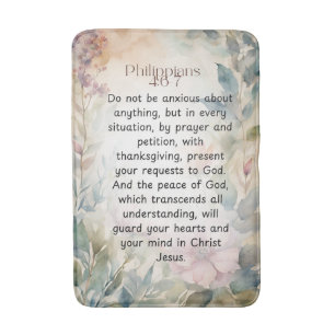 Filippenzen 4:6-7 Bijbeltekst in aquarel Badmat