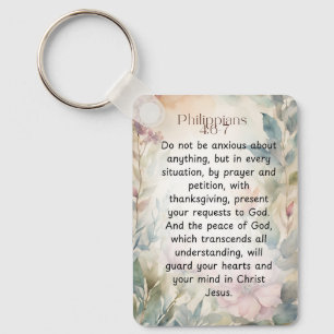 Filippenzen 4:6-7 Bijbelvers in waterverf Sleutelhanger