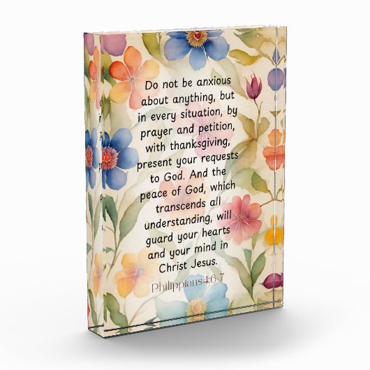 Filippenzen 4:6-7 Christelijk Bijbelvers Waterverf Fotoblokken (Links)