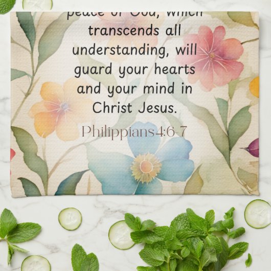 Filippenzen 4:6-7 Christelijk Bijbelvers Waterverf Theedoek (Gevouwen)