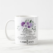 Filippenzen 4:6-7 Schrift Paarse bloemen Koffiemok (Links)