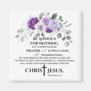 Filippenzen 4:6-7 Schrift Paarse bloemen Magneet