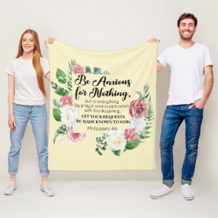 Filippenzen 4:6 Wees bezorgd om niets bloemigs Fleece Deken