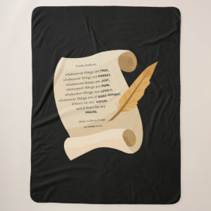 Filippenzen 4:8 KJV Bijbel Quote Scroll Sherpa Deken