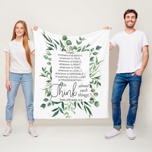 Filippenzen 4:8 Wat edele eucalyptus is Fleece Deken (In situ)