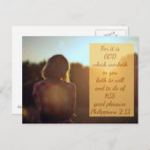 Filippijnen 2:13 - Bijbelverse Briefkaart (Voorkant / Achterkant)