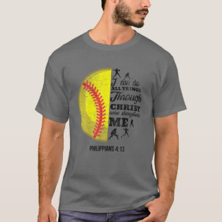 Filippijnen 4:13 Christelijke Softball Funny Bible T-shirt