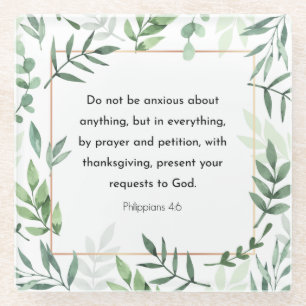 Filippijnen 4:6, Bijbelse versie, christendom Glazen Onderzetter