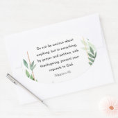 Filippijnen, 4:6, Bijbelse versie Ovale Sticker (Envelop)