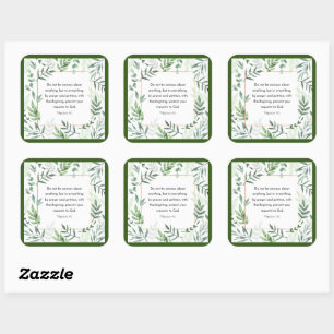 Filippijnen, 4:6, Bijbelverse, Vierkante Sticker