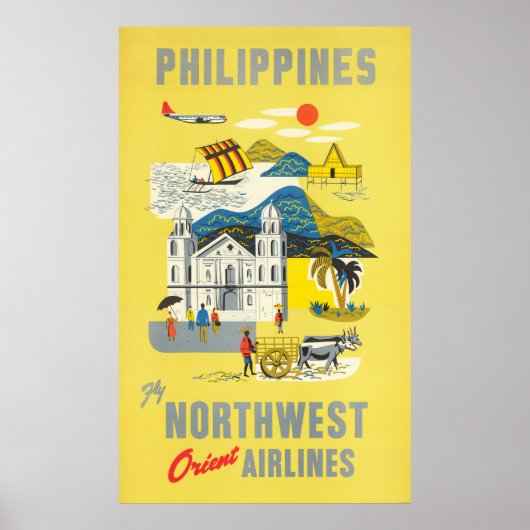 Filippijnen Fly Northwest Orient Airlines Poster (Voorkant)