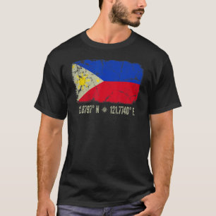 Filippijnen Mannen Vlaggencoördinaten T-shirt