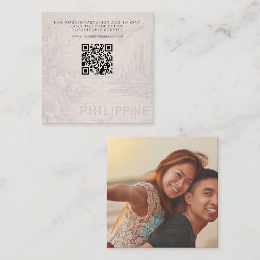 Filippijnen Paspoort bruiloft QR Informatiekaartje (Voorkant / Achterkant)