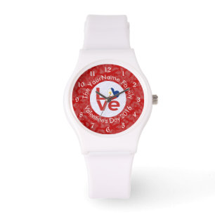 Filippijnen Rode Love Vlag Gepersonaliseerd Horloge