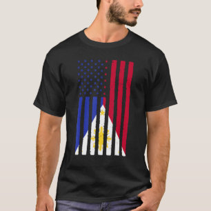 Filippijnen Roots Usa Flag Heritage Half Filipino T-shirt