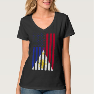 Filippijnen Roots Usa Flag Heritage Half Filipino T-shirt