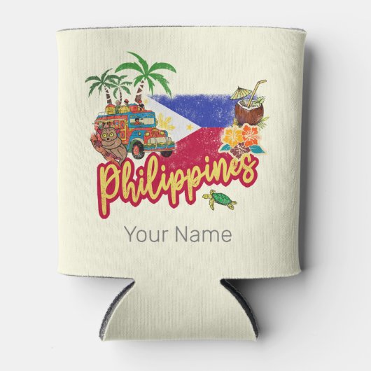 Filippijnen  Tarsier vlag Palm Souvenir Blikjeskoeler (Voorkant)