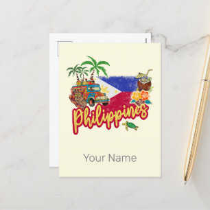 Filippijnen  Tarsier vlag Palm Souvenir Feestdagenkaart