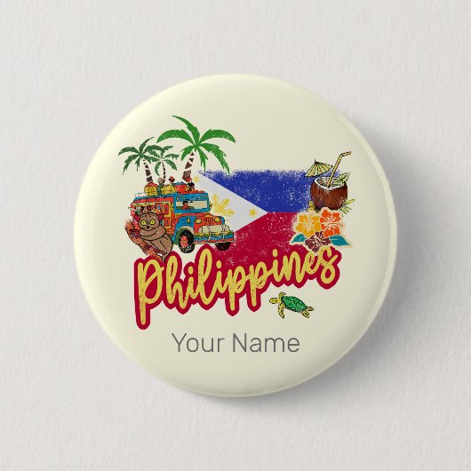 Filippijnen Tarsier vlag Palm Souvenir Ronde Button 5,7 Cm (Voorkant)