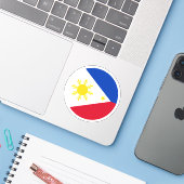 Filippijnen Vlag Ronde Sticker (Laptop met iPhone)
