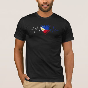 Filippijns Heartbeat Filipijnen Vlag Mannen vrouwe T-shirt