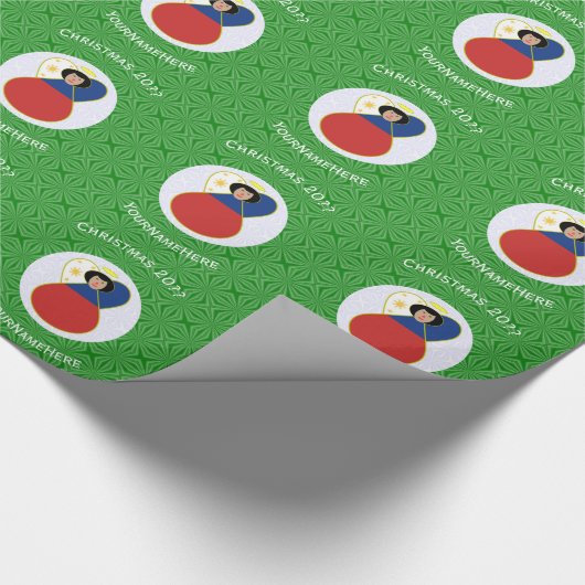 Filippijnse vlag kerst engel gepersonaliseerd cade cadeaupapier (Hoek)